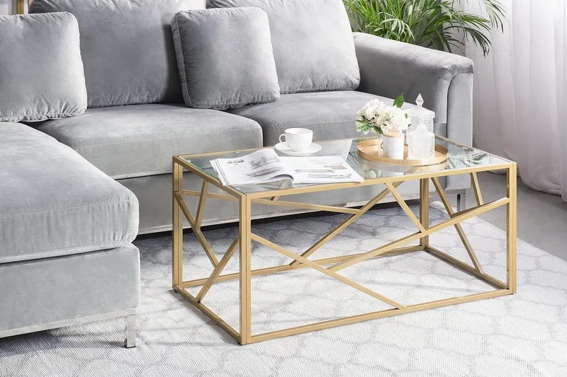 Sohvapöytä Orland 100 cm - Lasi/Kulta - Huonekalut - Pöytä & ruokailuryhmä - Sohvapöytä