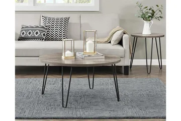 Sohvapöytä Owen 90 cm Soikea Pyöreä Harmaa/Musta - Dorel Home - Huonekalut - Pöytä & ruokailuryhmä - Sohvapöytä