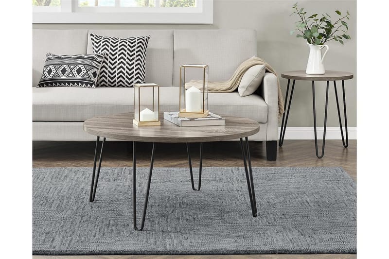 Sohvapöytä Owen 90 cm Soikea Pyöreä Harmaa/Musta - Dorel Home - Huonekalut - Pöytä & ruokailuryhmä - Sohvapöytä