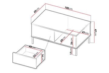 Sohvapöytä Quertas 100 cm Laatikolla ja Hyllyllä - Musta - Huonekalut - Pöytä & ruokailuryhmä - Sohvapöytä
