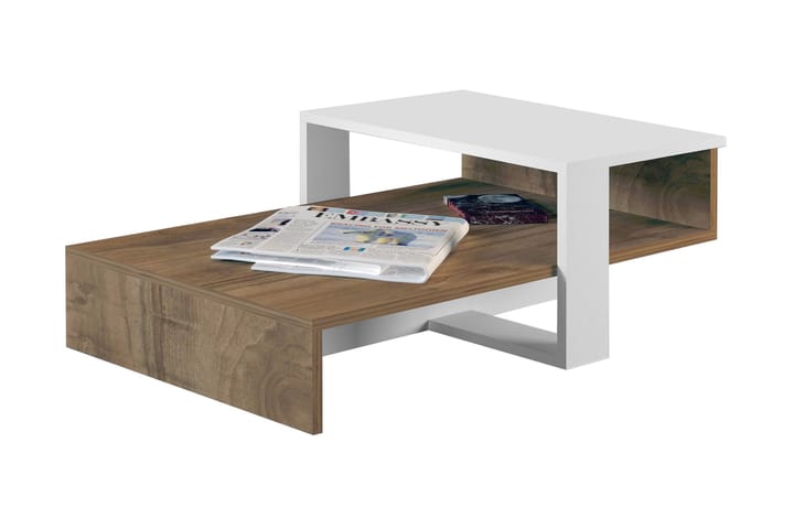 Sohvapöytä Quoja 80 cm Säilytyksellä Hylly - Valkoinen/Pähkinänruskea - Sohvapöytä