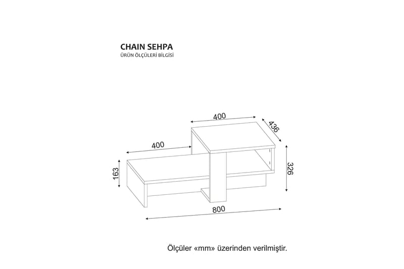 Sohvapöytä Quoja 80 cm Säilytyksellä Hylly - Valkoinen/Pähkinänruskea - Sohvapöytä