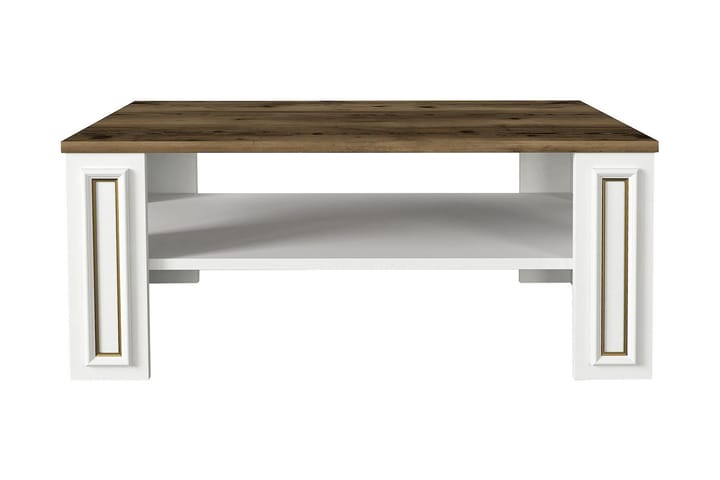 Sohvapöytä Rhodedrop 60 cm - Valkoinen/Tiikki - Sohvapöytä