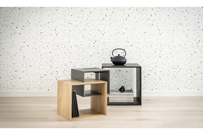 Sohvapöytä Ribbon 90 cm Säilytys Hylly Luonnonväri/Harmaa - VOX - Huonekalut - Pöytä & ruokailuryhmä - Sohvapöytä