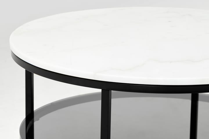 Sohvapöytä Riseine 80 cm Pyöreä Marmori - Valkoinen/Musta - Marmoripöydät - Sohvapöytä