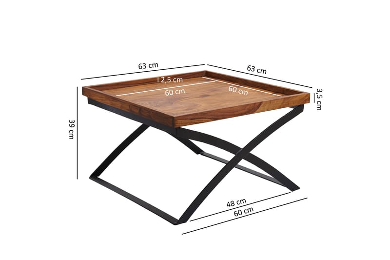 Sohvapöytä Roe 63 cm - Massiivi Puu/Musta - Huonekalut - Pöytä & ruokailuryhmä - Sohvapöytä