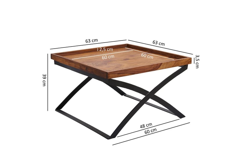 Sohvapöytä Roe 63 cm - Massiivi Puu/Musta - Huonekalut - Pöytä & ruokailuryhmä - Sohvapöytä