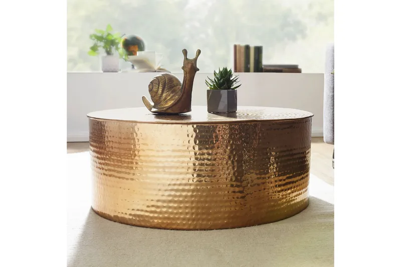 Sohvapöytä Rostek 75 cm Pyöreä - Kulta - Huonekalut - Pöytä & ruokailuryhmä - Sohvapöytä