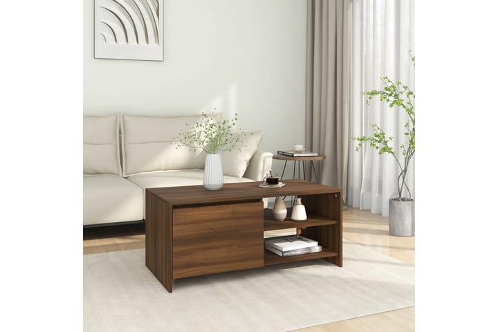 Sohvapöytä ruskea tammi 102x50x45 cm tekninen puu - Ruskea - Sohvapöytä