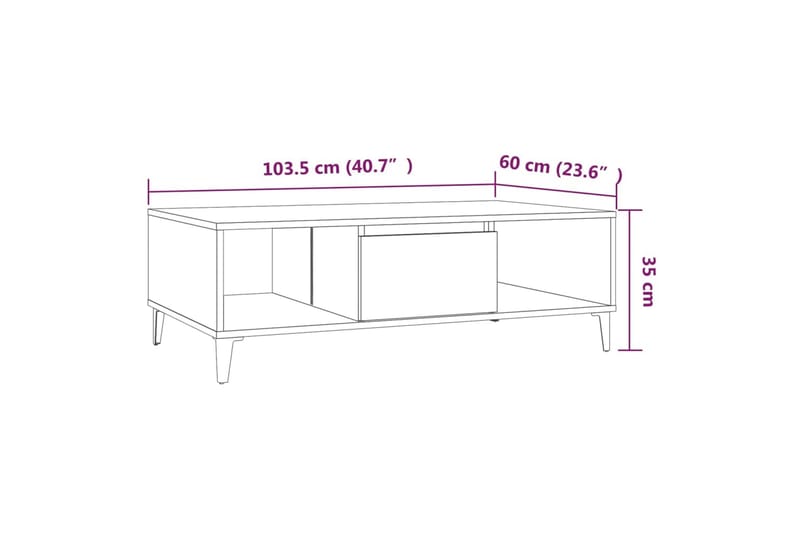 Sohvapöytä ruskea tammi 103,5x60x35 cm lastulevy - Ruskea - Huonekalut - Pöytä & ruokailuryhmä - Sohvapöytä
