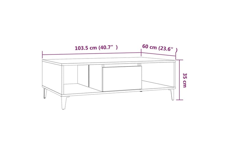 Sohvapöytä ruskea tammi 103,5x60x35 cm lastulevy - Ruskea - Sohvapöytä