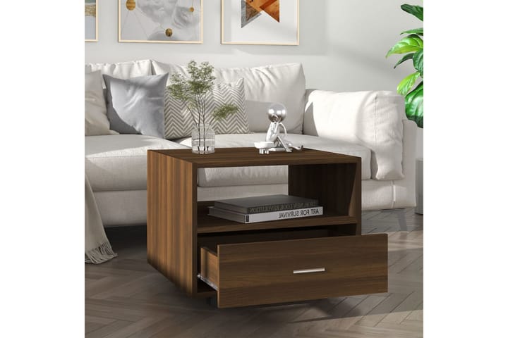 Sohvapöytä ruskea tammi 55x55x40 cm tekninen puu - Ruskea - Sohvapöytä