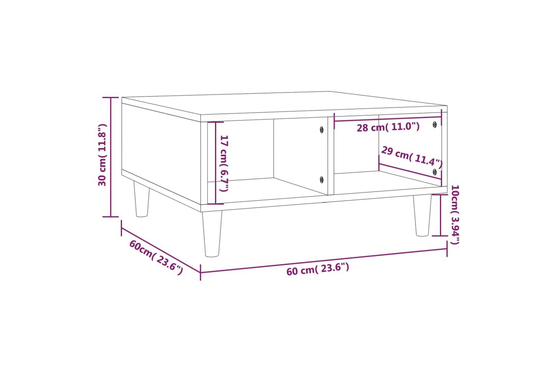 Sohvapöytä ruskea tammi 60x60x30 cm lastulevy - Ruskea - Huonekalut - Pöytä & ruokailuryhmä - Sohvapöytä