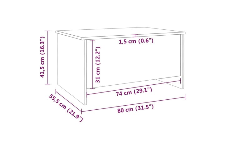 Sohvapöytä ruskea tammi 80x55,5x41,5 cm tekninen puu - Ruskea - Sohvapöytä