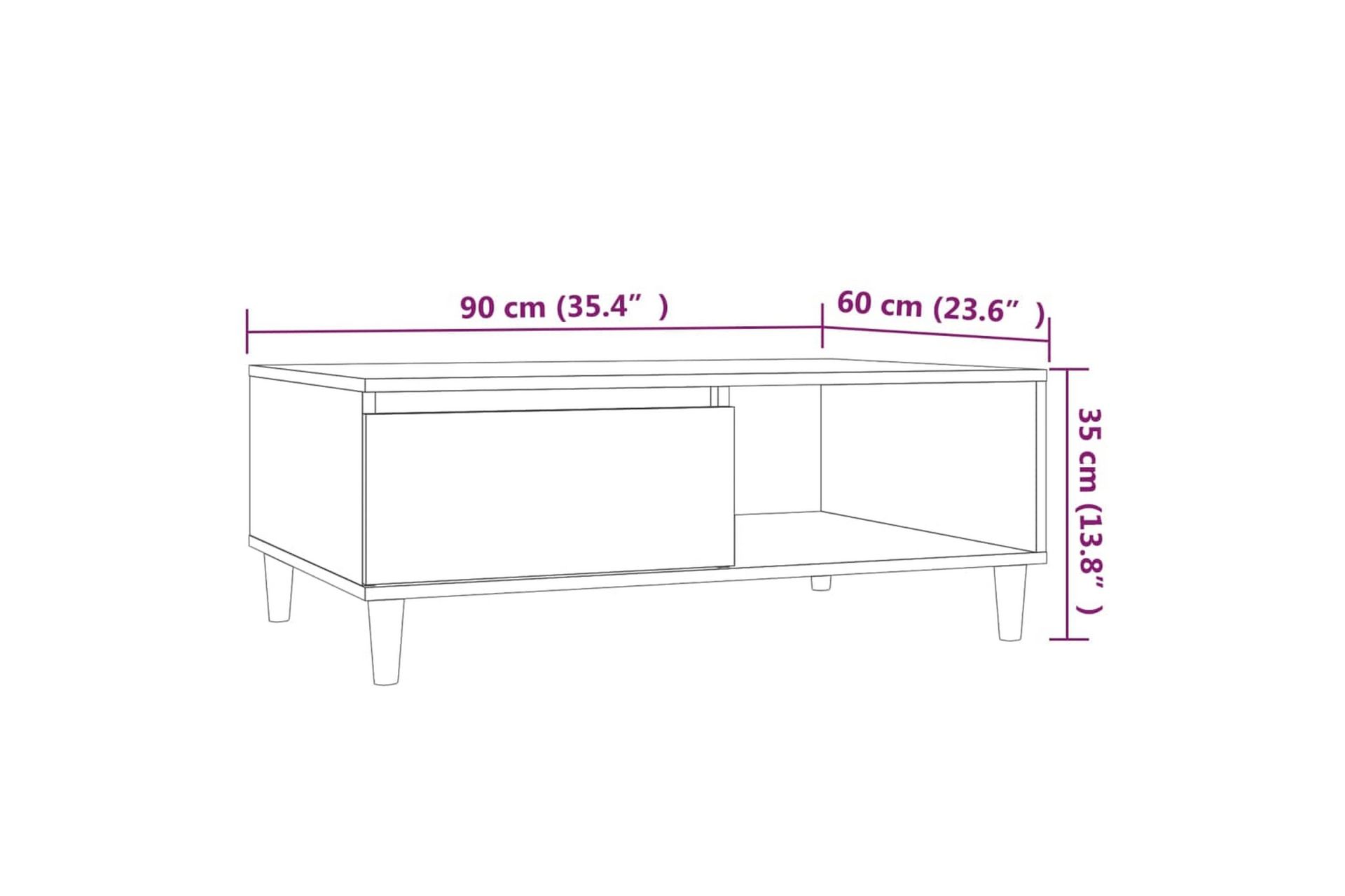 Sohvapöytä ruskea tammi 90x60x35 cm lastulevy - Ruskea - Huonekalut - Pöytä & ruokailuryhmä - Sohvapöytä