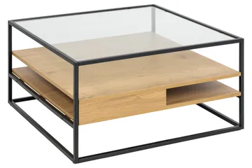 Sohvapöytä Sakila 80x80 cm - Läpinäkyvä - Huonekalut - Pöytä & ruokailuryhmä - Sohvapöytä - Sohvapöytä säilytystilalla