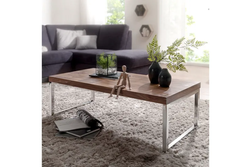 Sohvapöytä Santarosa 120 cm - Massiivi Puu/Kromi - Huonekalut - Pöytä & ruokailuryhmä - Sohvapöytä