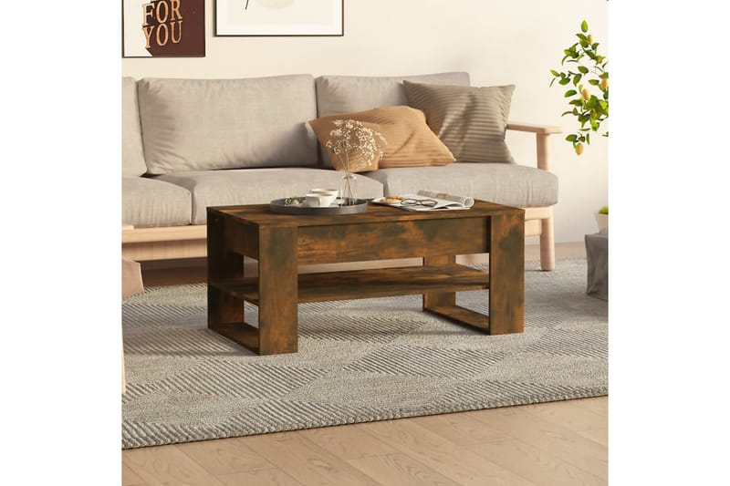 Sohvapöytä savutammi 102x55x45 cm tekninen puu - Ruskea - Huonekalut - Pöytä & ruokailuryhmä - Sohvapöytä