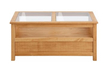 Sohvapöytä Sedina 100 cm Säilytyksellä 2 laatikkoa+Hylly - Lasi/Ruskea - Huonekalut - Pöytä & ruokailuryhmä - Sohvapöytä - Sohvapöytä säilytystilalla