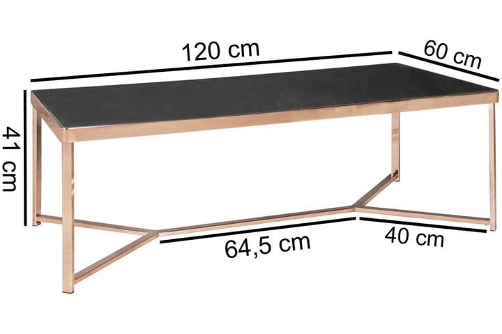 Sohvapöytä Sibio 120 cm - Lasi/Musta/Messinki - Sohvapöytä
