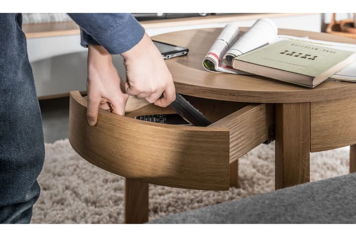 Sohvapöytä Simple 54 cm Pyöreä Säilytyksellä Hylly Harmaa - VOX - Sohvapöytä