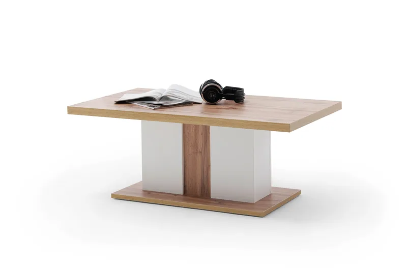 Sohvapöytä Sirbaugh 115 cm - Valkoinen/Tammenväri - Huonekalut - Pöytä & ruokailuryhmä - Sohvapöytä