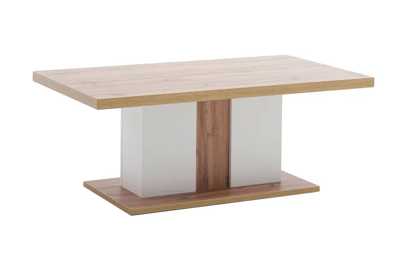 Sohvapöytä Sirbaugh 115 cm, Valkoinen/Tammenväri