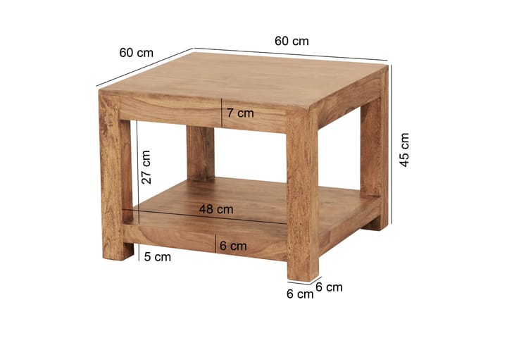 Sohvapöytä Skelgill 60 cm Säilytyksellä Hylly - Akaasia - Sohvapöytä