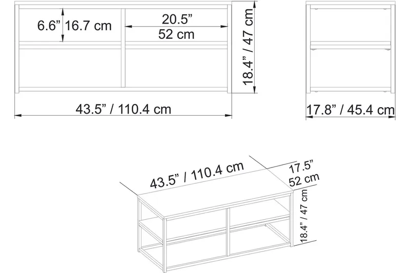 Sohvapöytä Slottet 110 cm Säilytyksellä Hylly - Ruskea/Musta - Huonekalut - Pöytä & ruokailuryhmä - Sohvapöytä