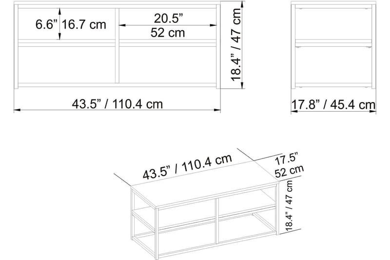 Sohvapöytä Slottet 110 cm Säilytyksellä Hylly - Ruskea/Musta - Huonekalut - Pöytä & ruokailuryhmä - Sohvapöytä