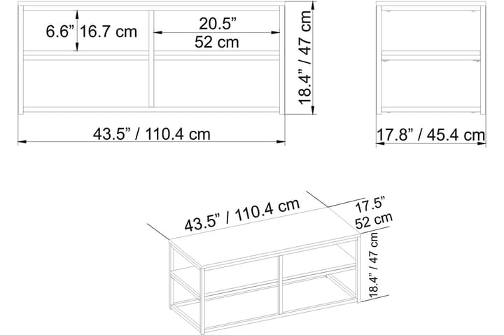 Sohvapöytä Slottet 110 cm Säilytyksellä Hylly - Ruskea/Musta - Sohvapöytä