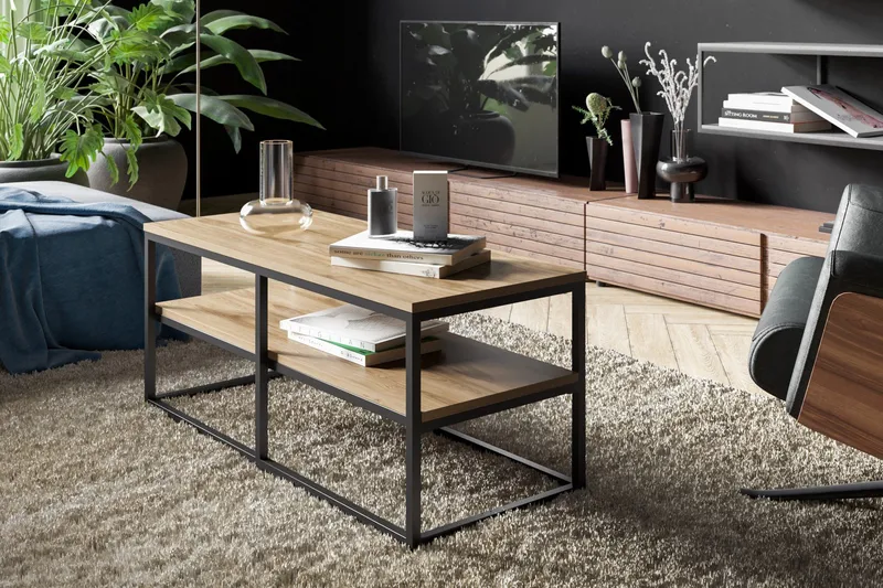 Sohvapöytä Slottet 110 cm Säilytyksellä Hylly - Ruskea/Musta - Huonekalut - Pöytä & ruokailuryhmä - Sohvapöytä