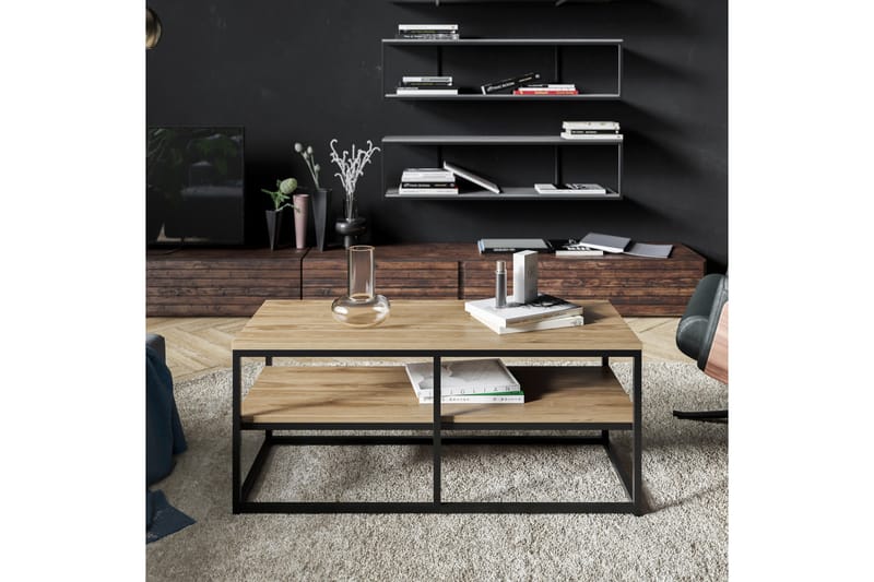 Sohvapöytä Slottet 110 cm Säilytyksellä Hylly - Ruskea/Musta - Huonekalut - Pöytä & ruokailuryhmä - Sohvapöytä