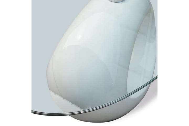 Sohvapöytä soikea lasinen pöytälevy korkeakiilto valkoinen - Valkoinen - Sohvapöytä