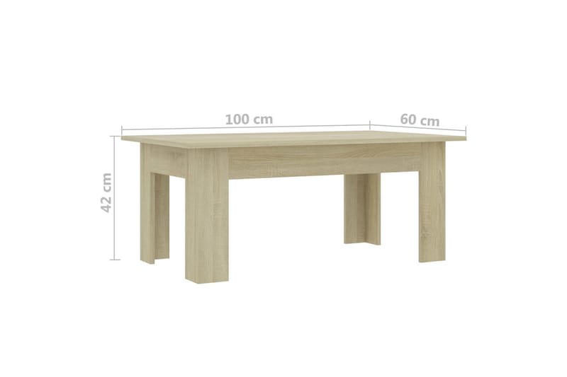 Sohvapöytä Sonoma-tammi 100x60x42 cm lastulevy - Ruskea - Huonekalut - Pöytä & ruokailuryhmä - Sohvapöytä