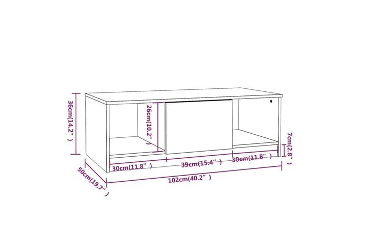 Sohvapöytä Sonoma-tammi 102x50x36 cm tekninen puu - Ruskea - Sohvapöytä