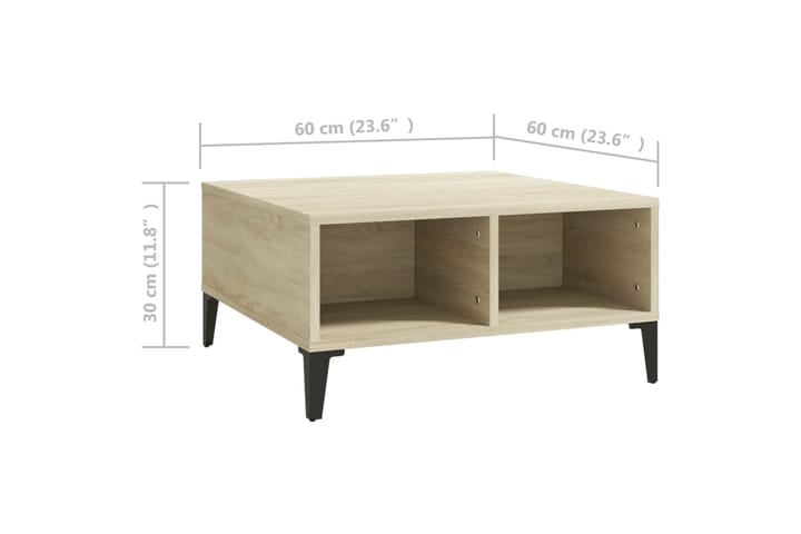 Sohvapöytä Sonoma-tammi 60x60x30 cm lastulevy - Sohvapöytä