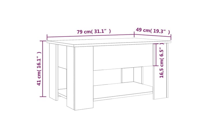 Sohvapöytä Sonoma-tammi 79x49x41 cm tekninen puu - Ruskea - Sohvapöytä