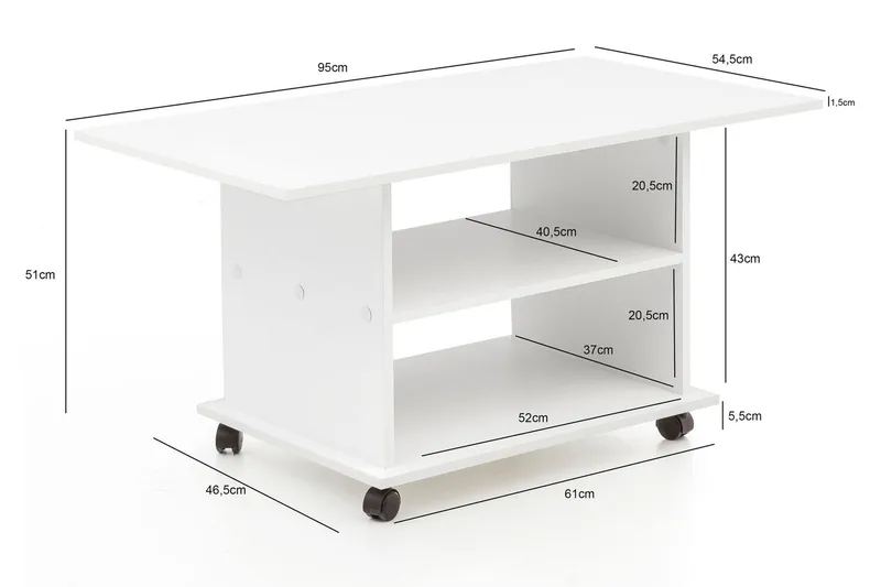 Sohvapöytä Storace 95 cm - Valkoinen - Huonekalut - Pöytä & ruokailuryhmä - Sohvapöytä