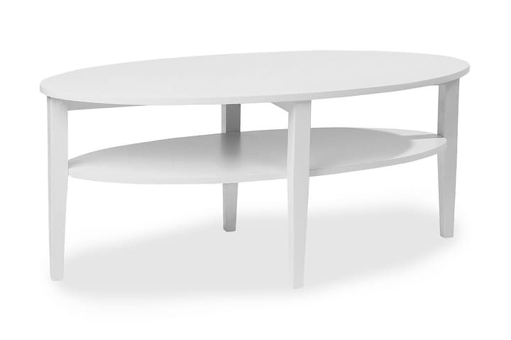 Sohvapöytä Svedjan 120 cm Soikea Säilytyksellä Hylly Vit - Valkoinen - Sohvapöytä säilytystilalla - Sohvapöytä