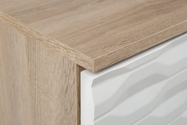 Sohvapöytä Swansia 120 cm Säilytyksellä Kaappi+Hylly - Vaaleanruskea/Valkoinen - Sohvapöytä
