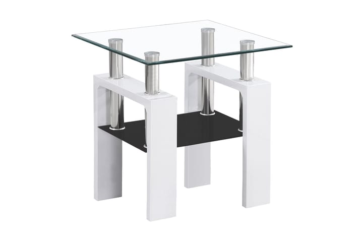 Sohvapöytä Syalets D 60 cm Säilytyksellä Hylly - Lasi/Valkoinen - Sohvapöytä