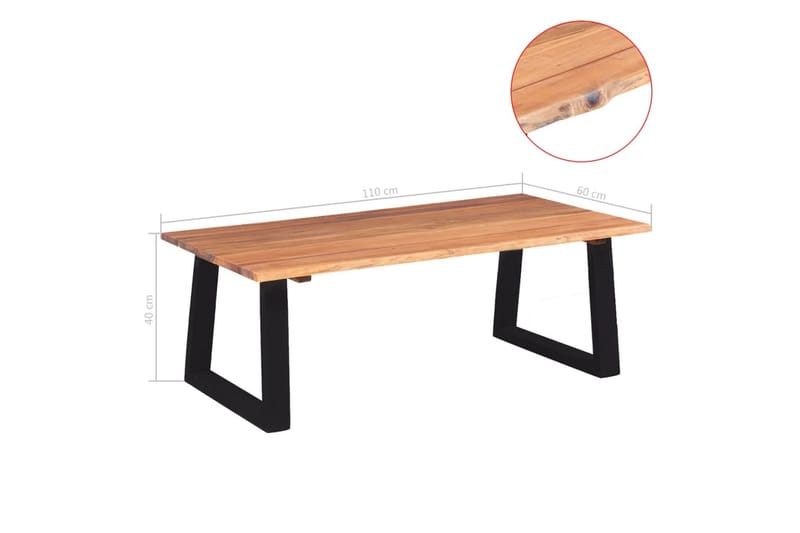 Sohvapöytä Täysi akaasiapuu 110x60x40 cm - Ruskea - Huonekalut - Pöytä & ruokailuryhmä - Sohvapöytä