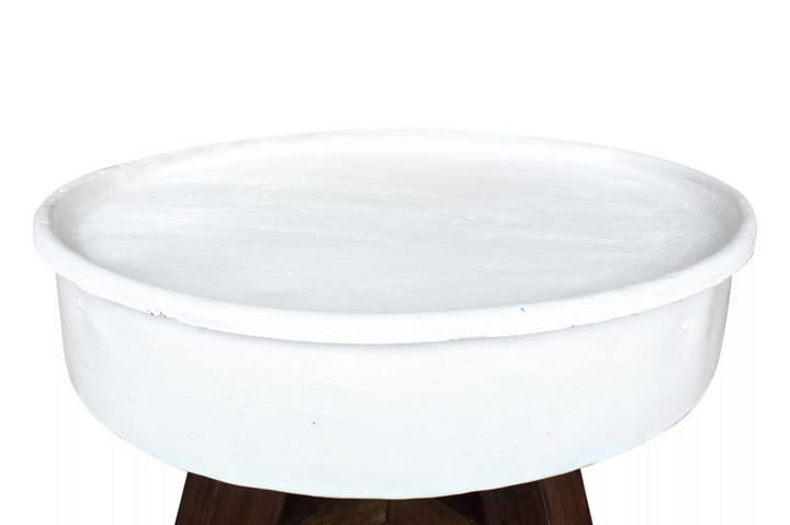 Sohvapöytä täysi kierrätetty puu 60x45 cm valkoinen - Sohvapöytä
