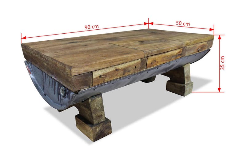 Sohvapöytä Täysi kierrätyspuu 90x50x35 cm - Ruskea - Huonekalut - Pöytä & ruokailuryhmä - Sohvapöytä