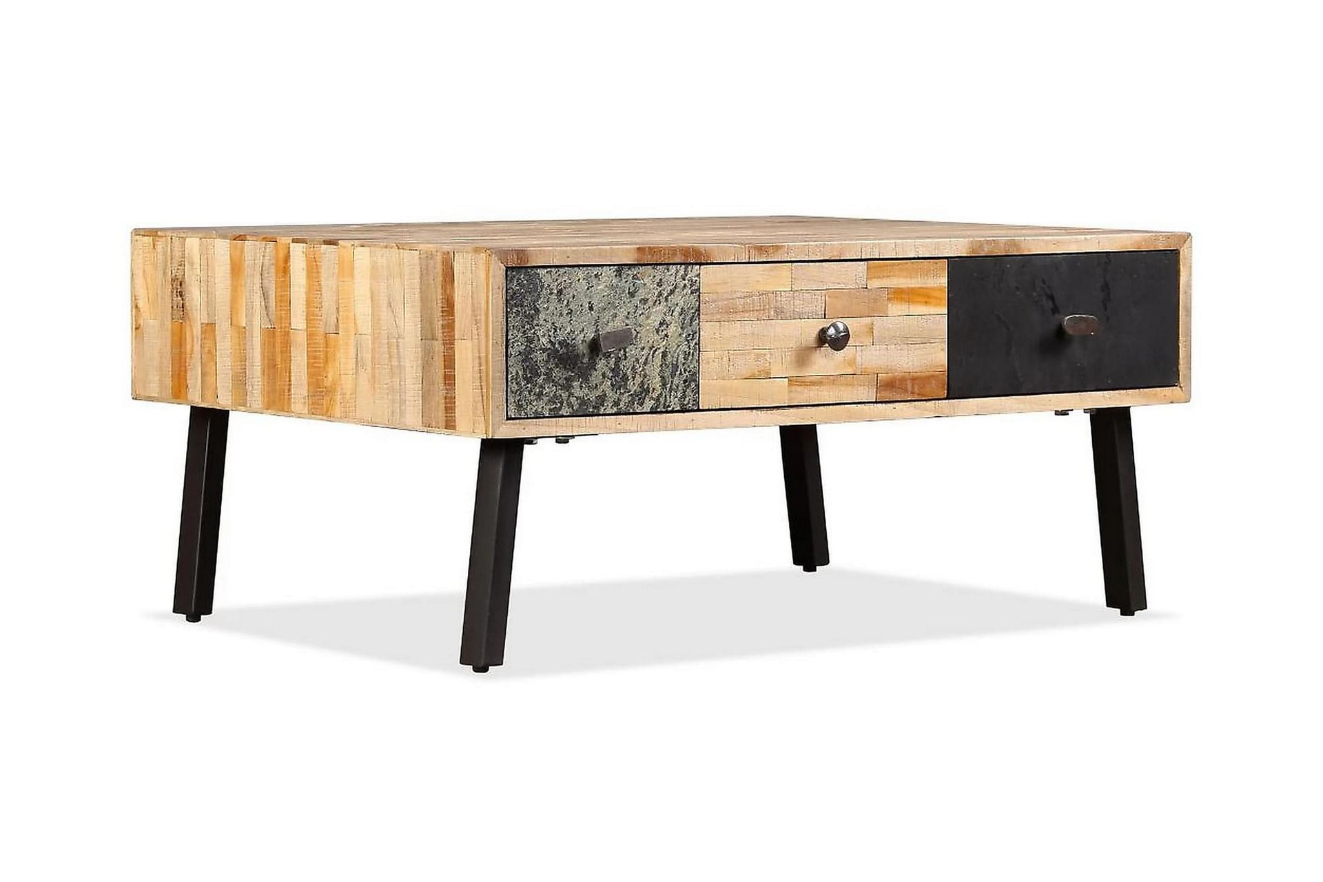 Sohvapöytä täysi uusiokäytetty tiikki 90x65x40 cm - Ruskea - Huonekalut - Pöytä & ruokailuryhmä - Sohvapöytä