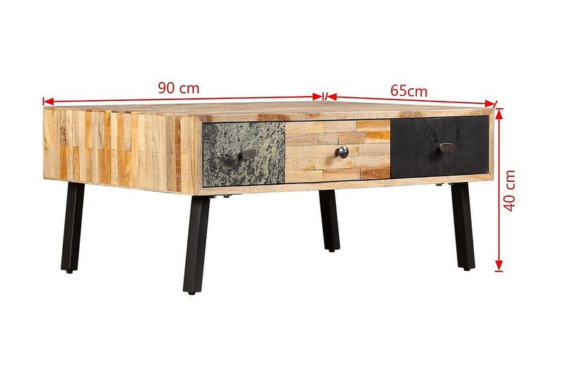 Sohvapöytä täysi uusiokäytetty tiikki 90x65x40 cm - Ruskea - Huonekalut - Pöytä & ruokailuryhmä - Sohvapöytä
