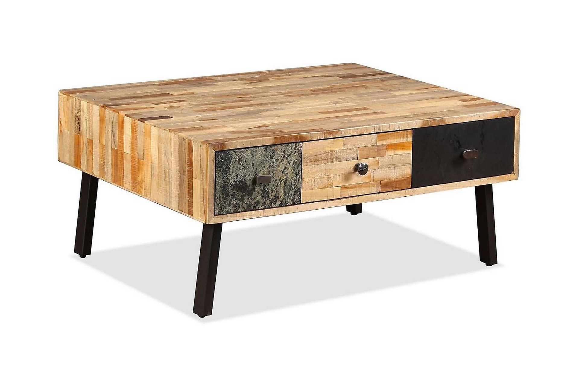 Sohvapöytä täysi uusiokäytetty tiikki 90x65x40 cm - Ruskea - Huonekalut - Pöytä & ruokailuryhmä - Sohvapöytä