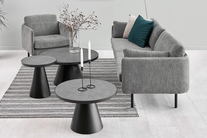 Sohvapöytä Takanli Jatkettava 66 cm Pyöreä - Lasi/Musta/Matta Musta - Huonekalut - Pöytä & ruokailuryhmä - Sohvapöytä