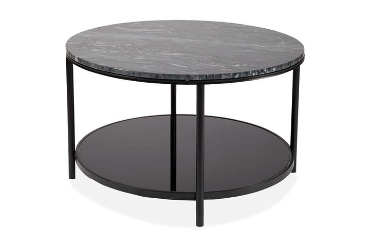 Sohvapöytä Tamarama 85 cm Pyöreä - Marmori/Lasi/Musta - Marmoripöyd�ät - Sohvapöytä